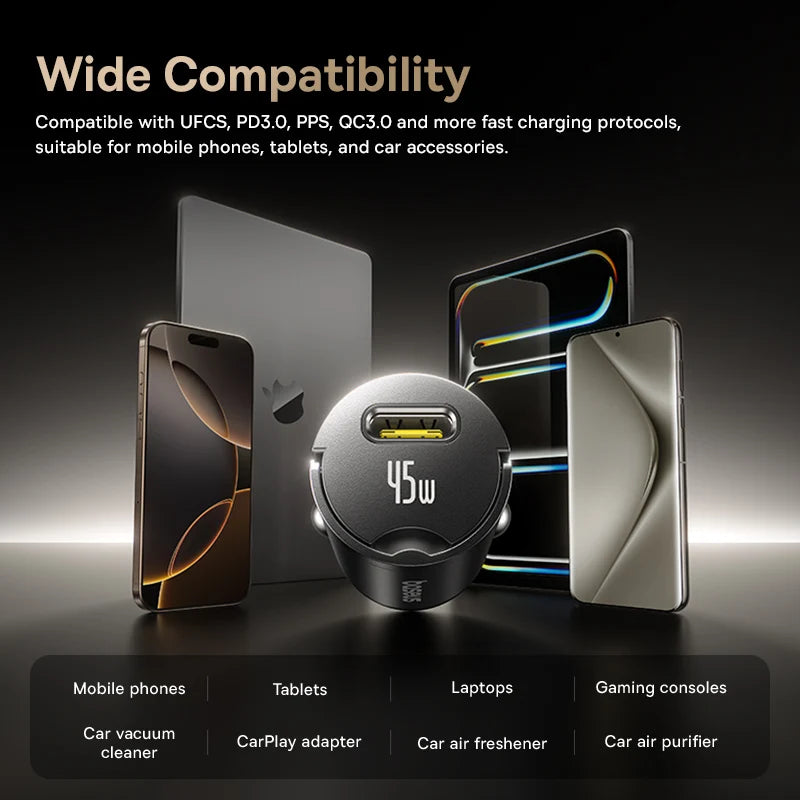 45W USB-C Fast Car Charger for Smartphones and Tablets - 6