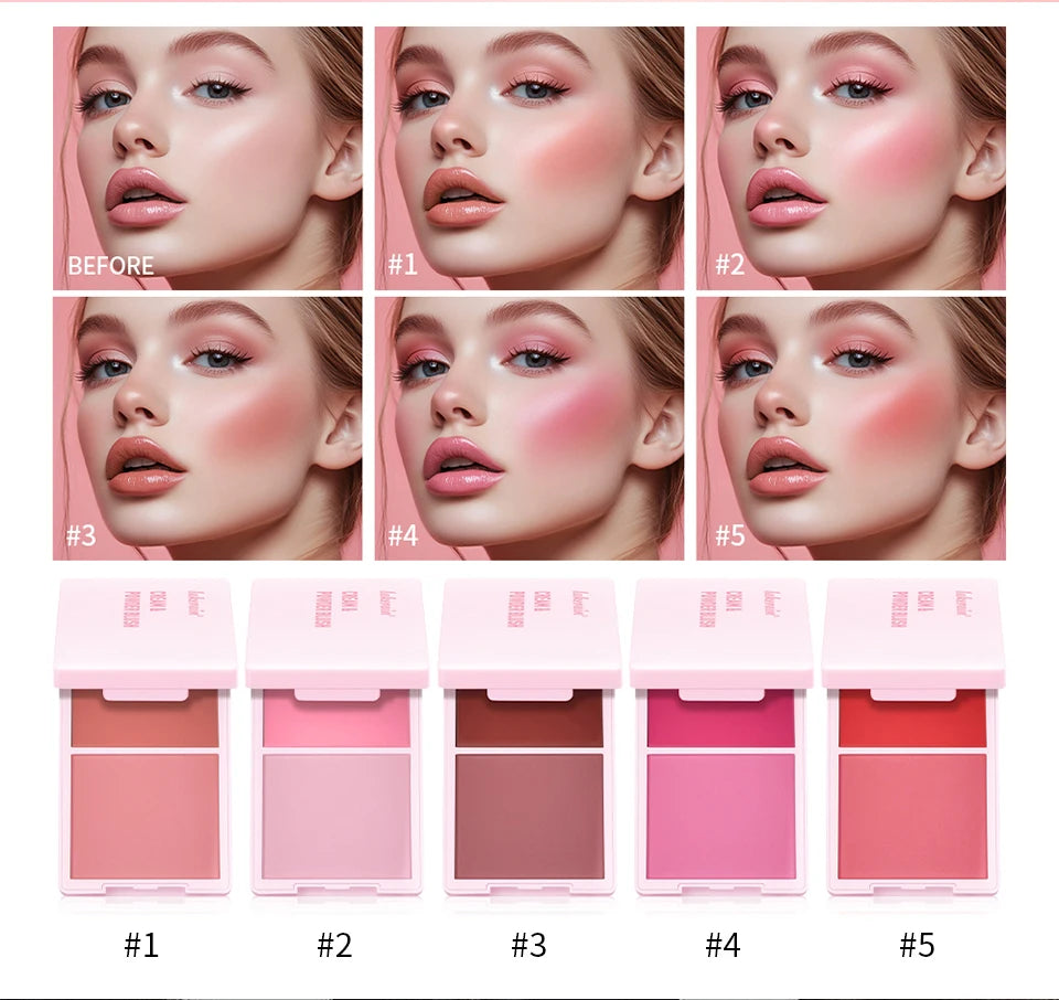 2-in-1 Cream and Powder Blush Palette - 8