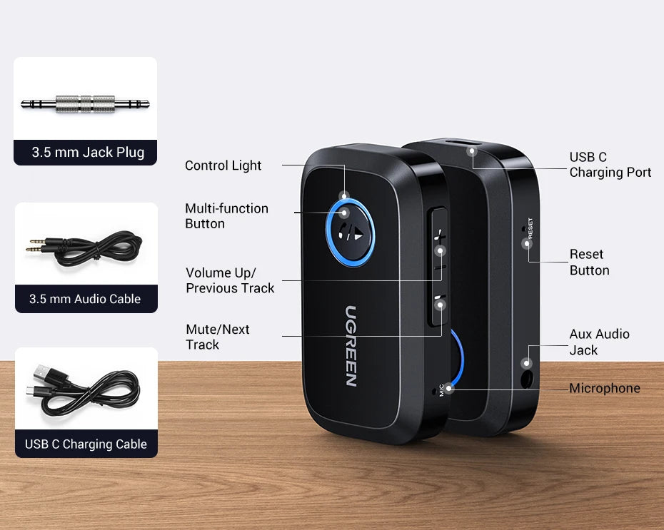 Bluetooth 5.3 Car AUX Adapter for Wireless Music and Hands-Free Calls - 21