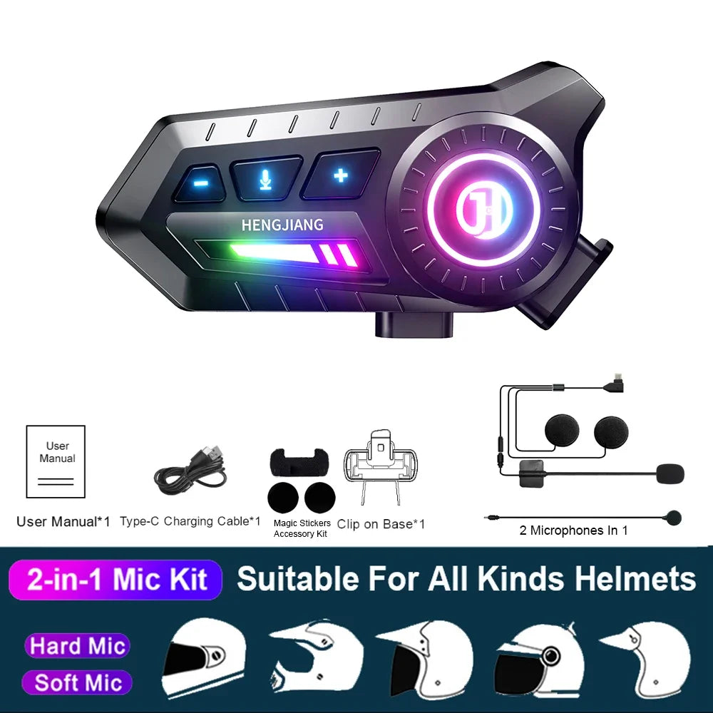 Bluetooth 5.4 Motorcycle Helmet Headset with RGB Lights - 20