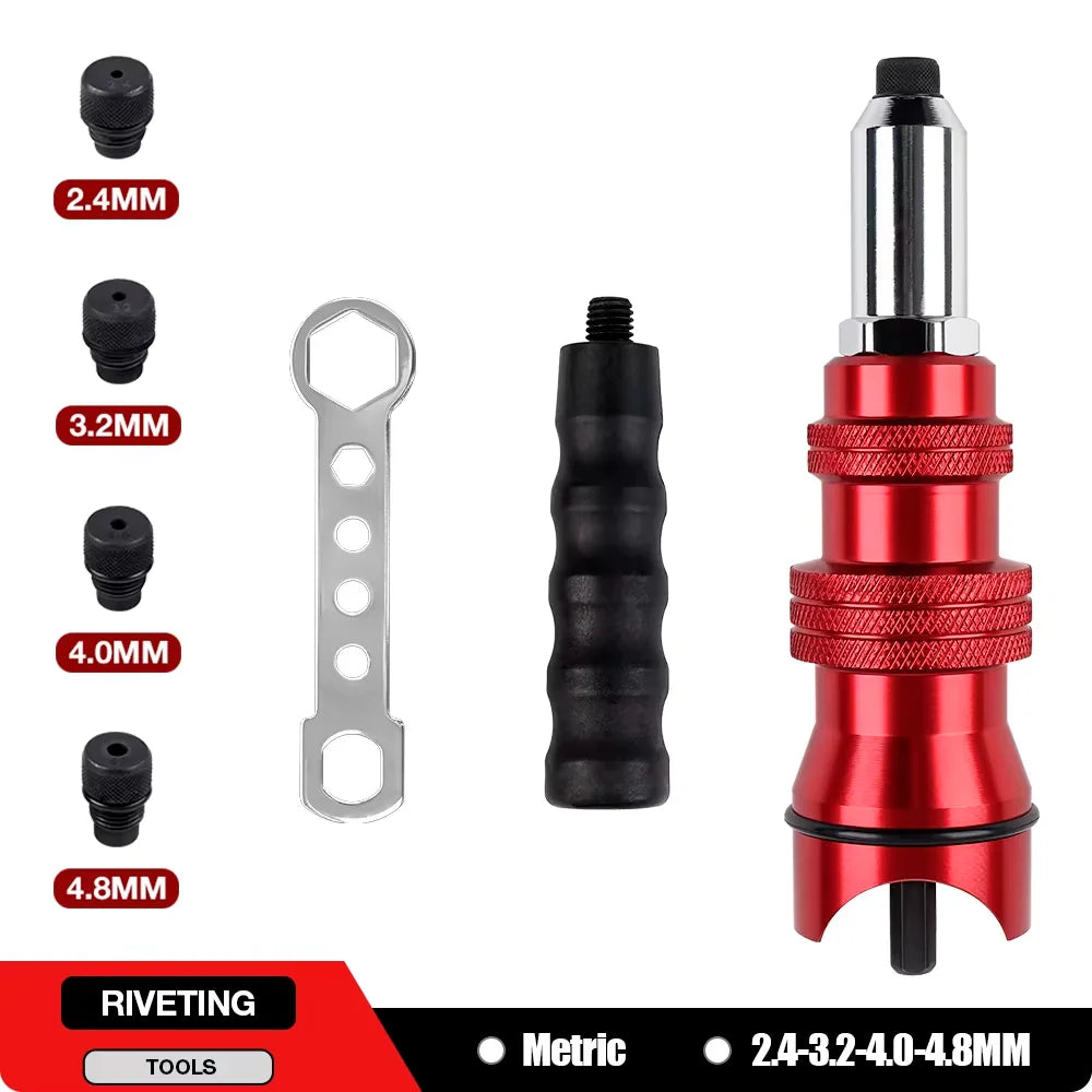 Electric Drill Rivet Gun Attachment for 2.4mm-4.8mm Rivets