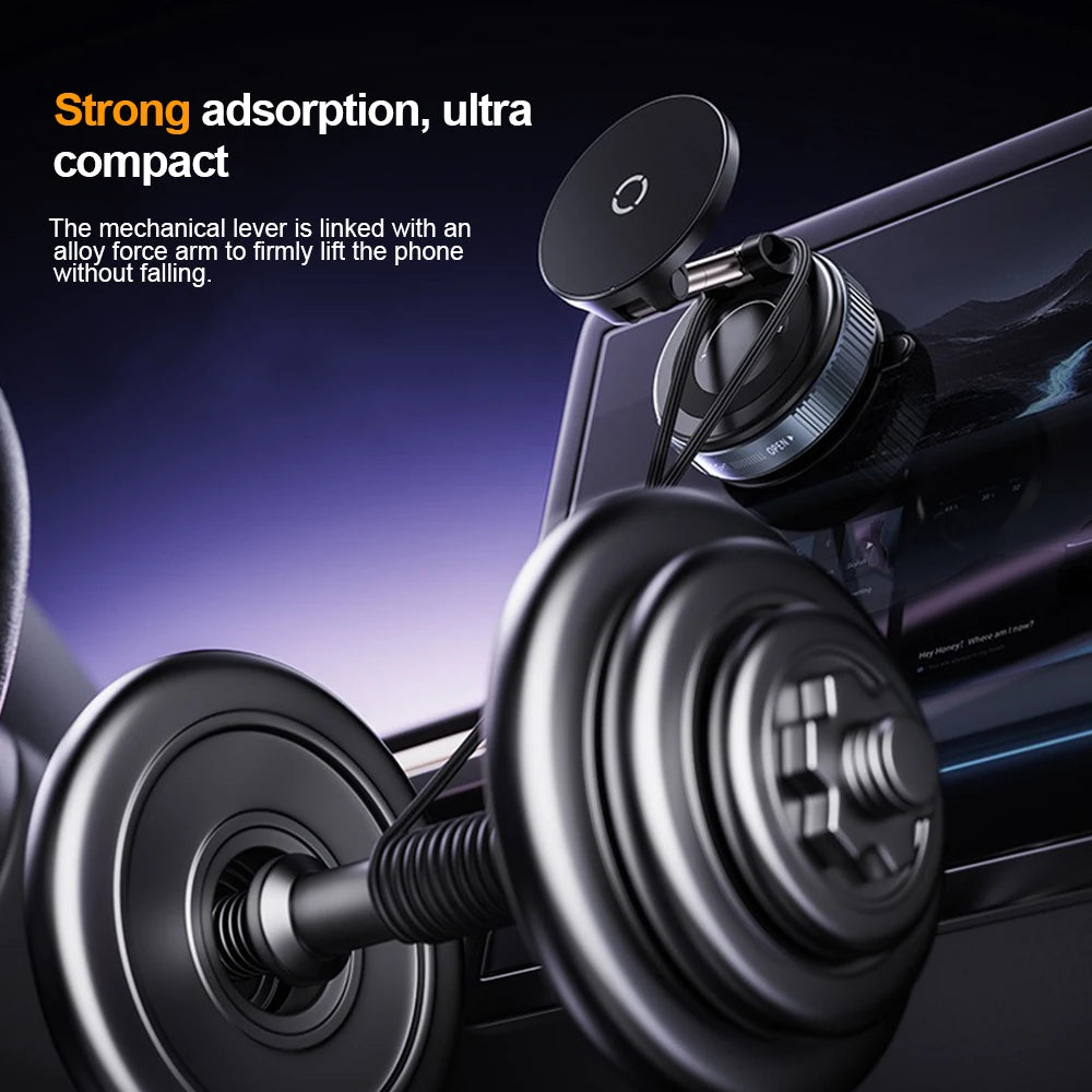 15W Magnetic Wireless Charging Phone Holder with Vacuum Suction Mount