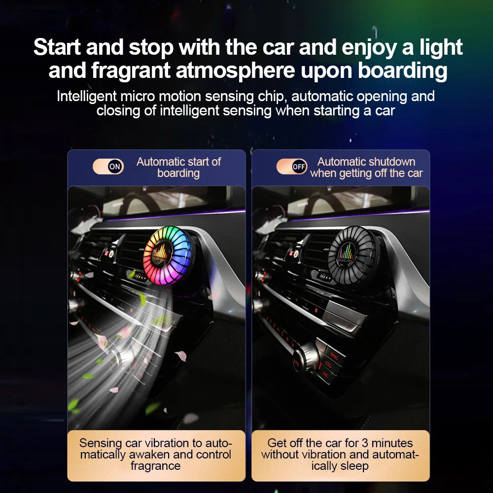Car Air Vent Fragrance Diffuser with RGB Music Rhythm LED Light