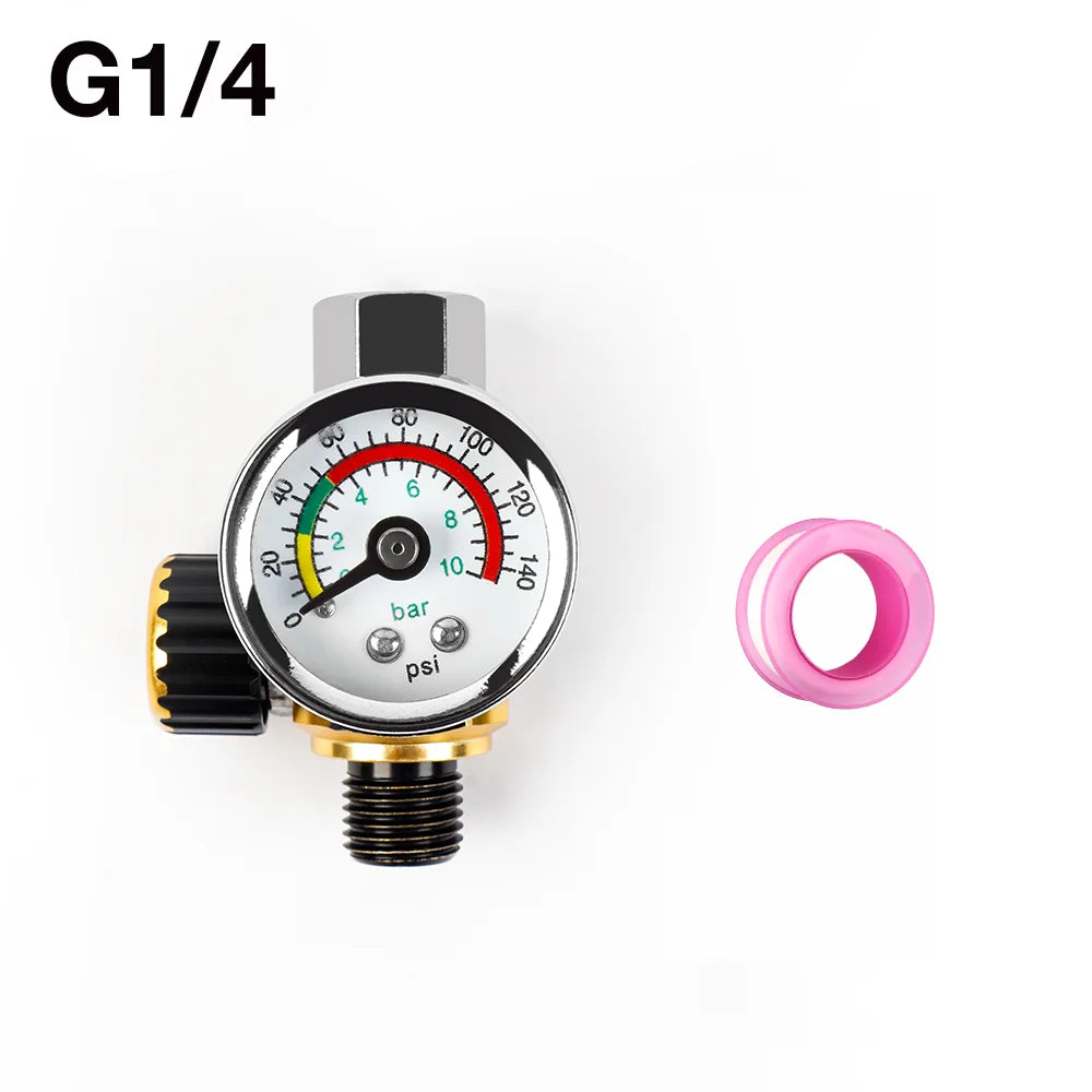 Adjustable Air Spray Gun Pressure Regulator with G1/4 Gauge