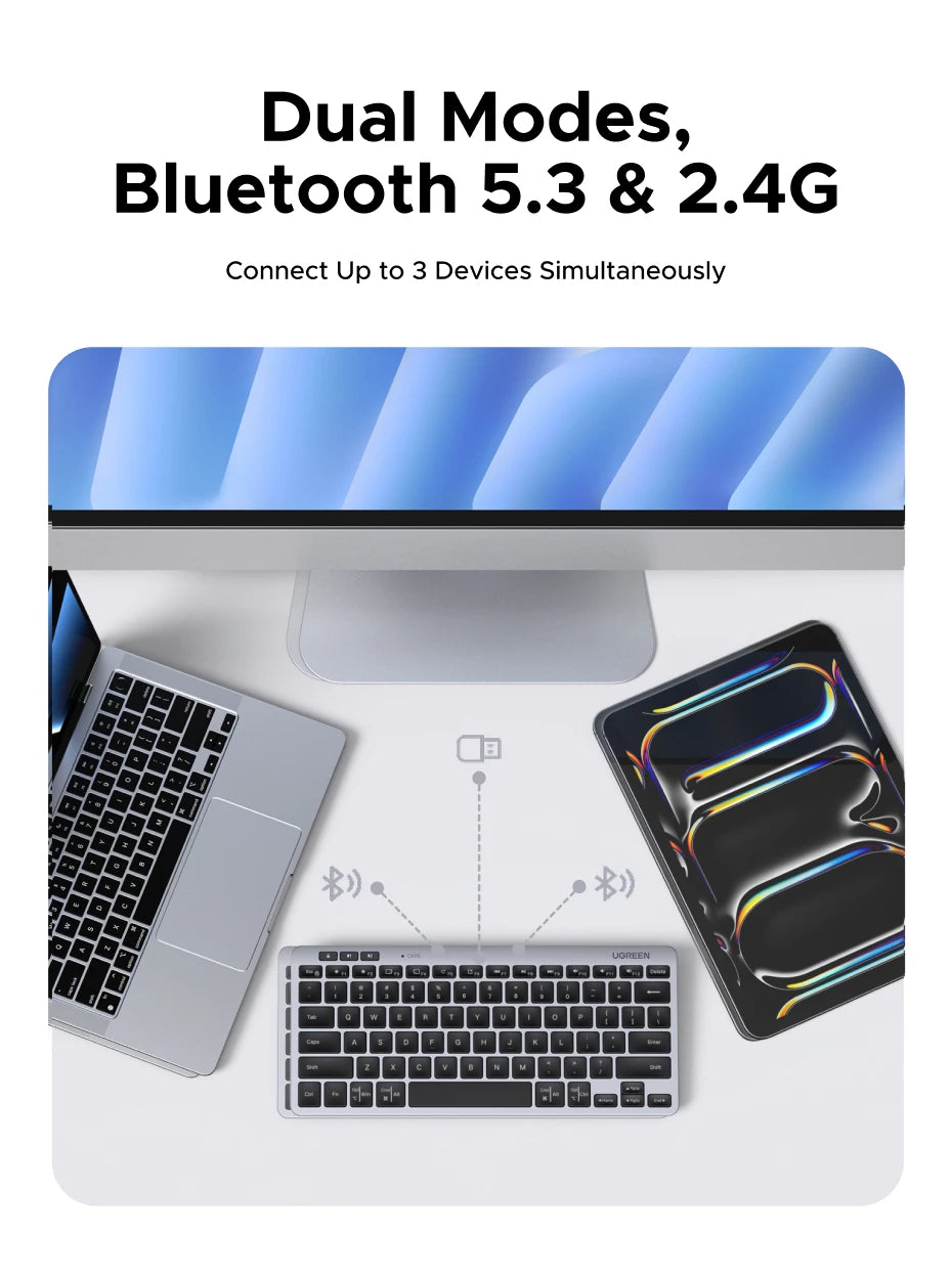 Dual-Mode Bluetooth 5.3 & 2.4G Slim Wireless Keyboard