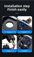 83W 4-Port Fast Charging Car Socket with Dual USB-C and Dual USB-A