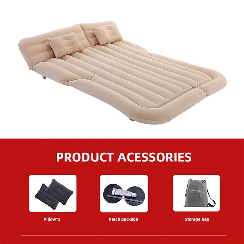 Inflatable Car Back Seat Mattress Bed with Pillows and Storage Bag