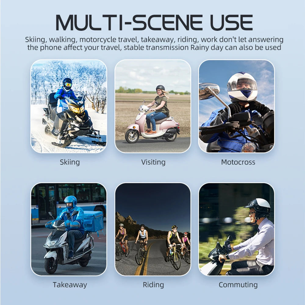 Motorcycle Helmet Bluetooth 5.3 Headset with Voice Control