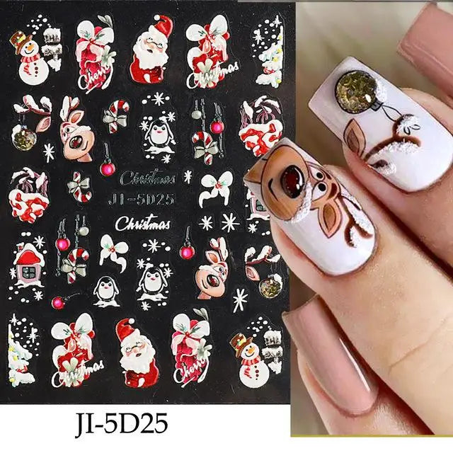 5D Embossed Christmas Nail Art Stickers - 18