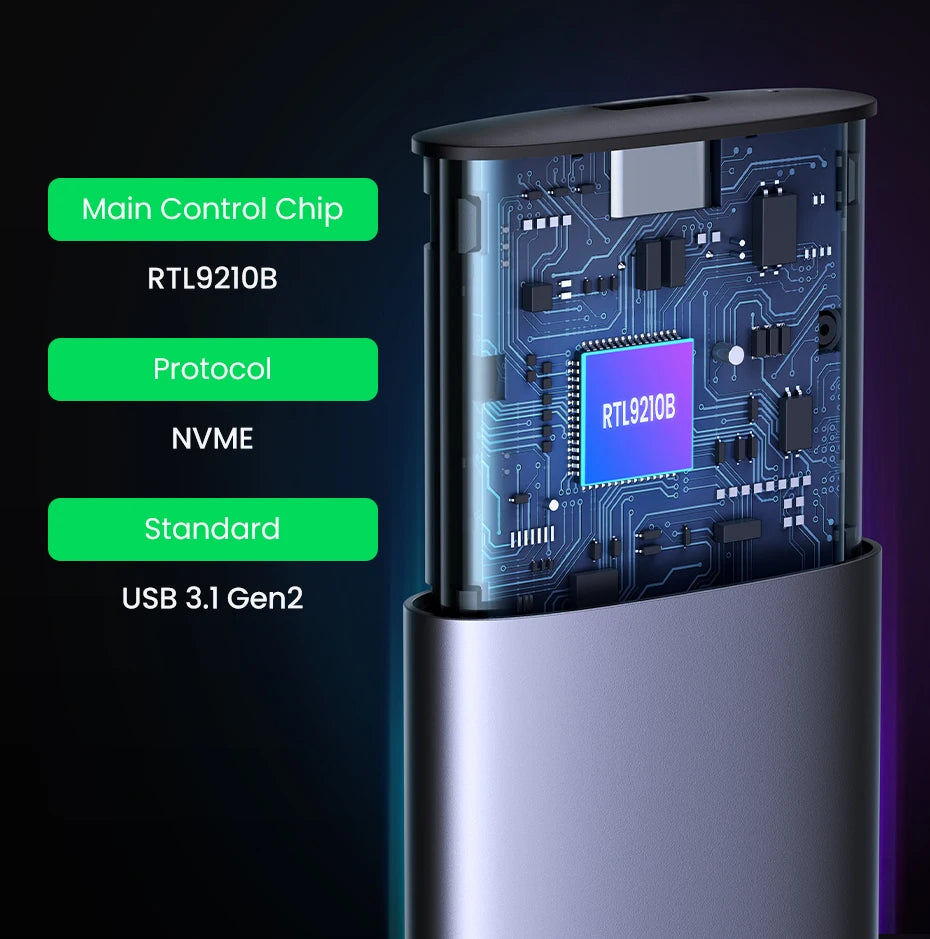 Dual Protocol M.2 NVMe SATA SSD Enclosure USB-C 10Gbps Adapter