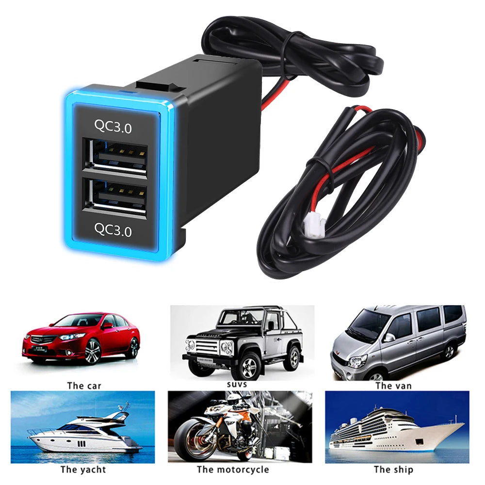 Dual USB PD QC3.0 Fast Car Charger for Toyota 33x23mm - 4