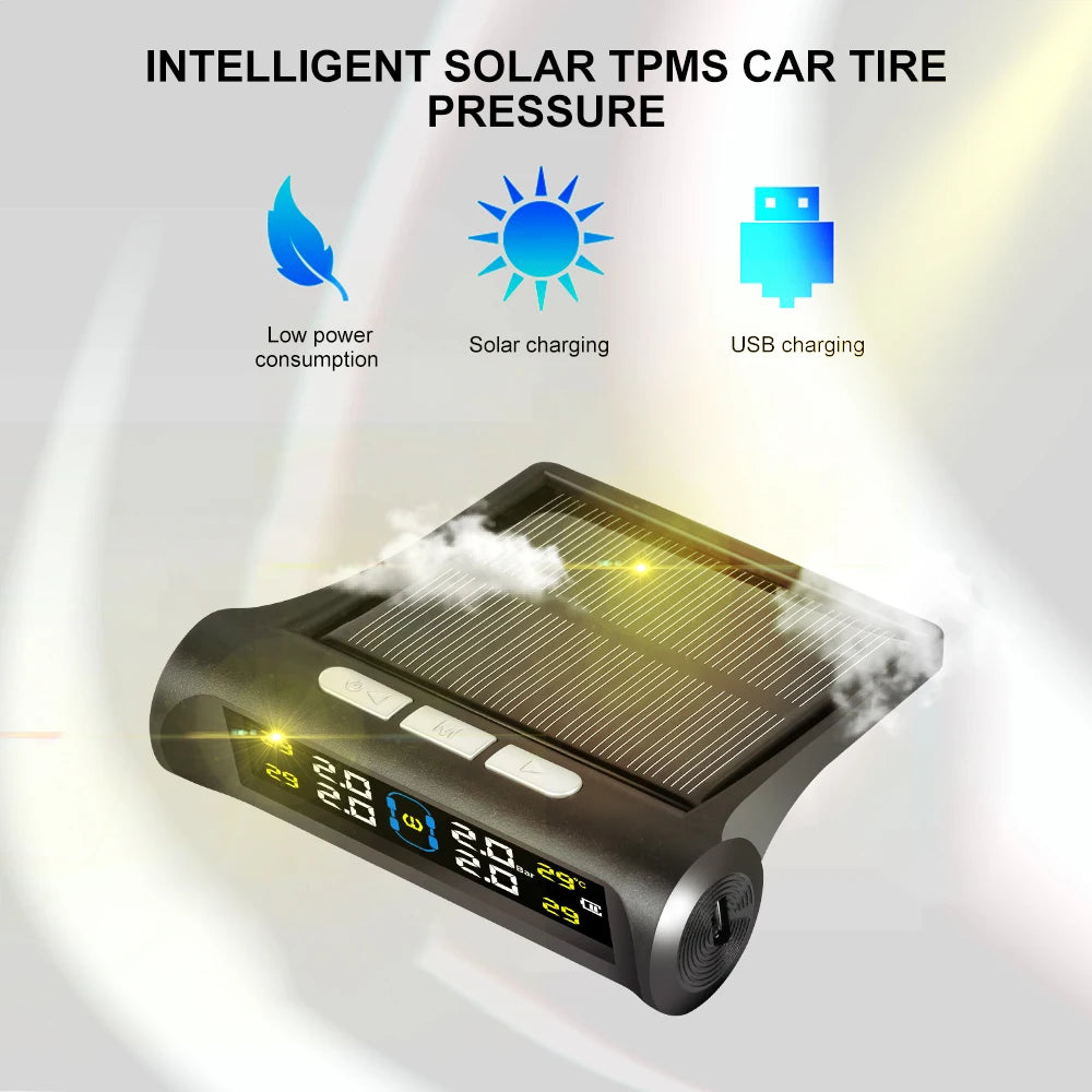 Solar Tire Pressure Monitoring System with 4 Wireless Sensors