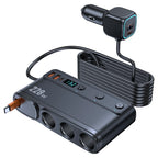 228W 9 Port Car Cigarette Lighter Splitter with Retractable PD Cable