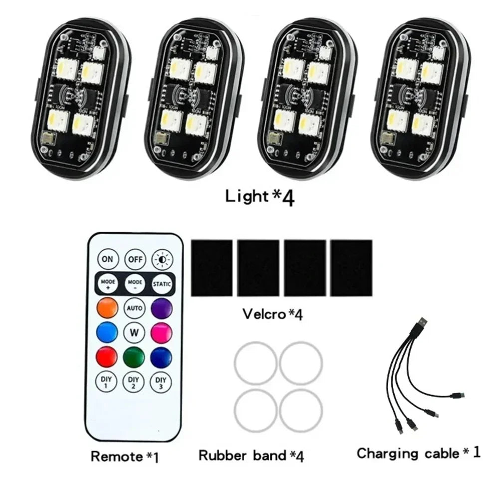 Wireless RGB LED Strobe Warning Light for Vehicles