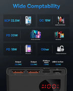 22.5W Fast Charging Portable Power Bank with LED Digital Display