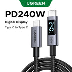 240W USB-C Fast Charging Cable with LED Real-Time Power Display
