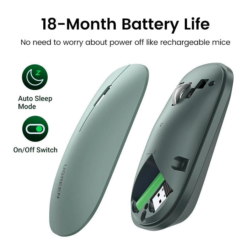 Slim Wireless Bluetooth Mouse with 4000 DPI Silent Click - 4