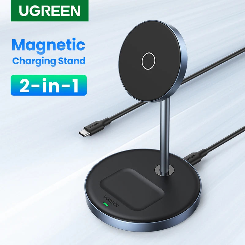 2-in-1 Magnetic Wireless Charging Stand for iPhone and Earbuds