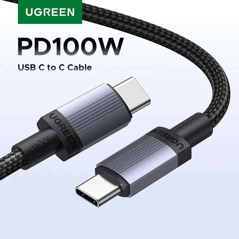 100W USB-C to USB-C Fast Charging Cable for Laptops and Smartphones