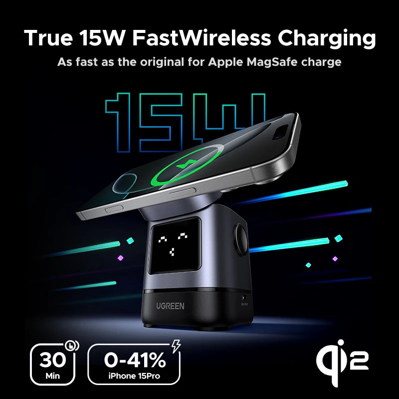 2-in-1 Qi2 15W Magnetic Wireless Charging Stand - 2
