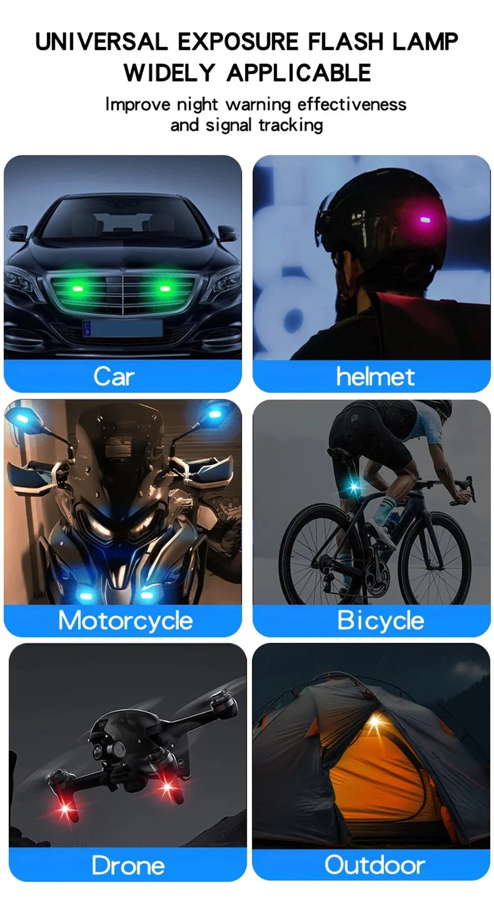 Wireless RGB LED Strobe Warning Light for Vehicles - 8