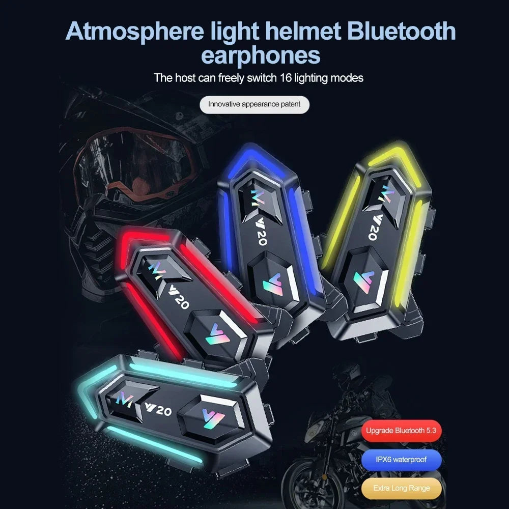 Bluetooth 5.3 Motorcycle Helmet Headset with RGB Ambient Lights - 2