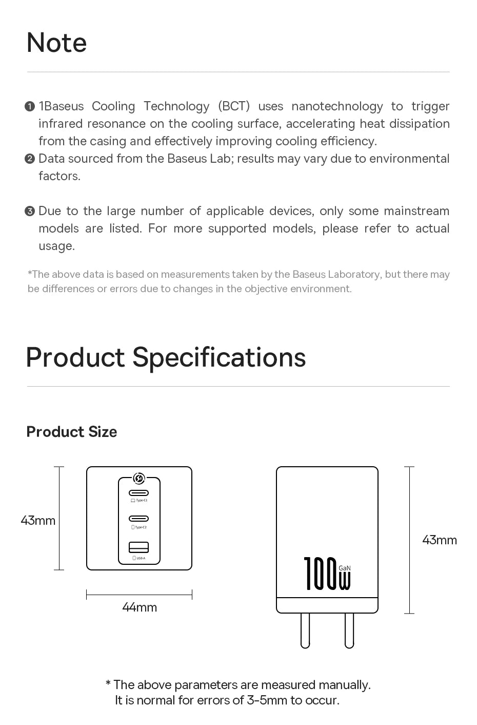 100W GaN USB-C Fast Wall Charger for Laptops and Smartphones - 21