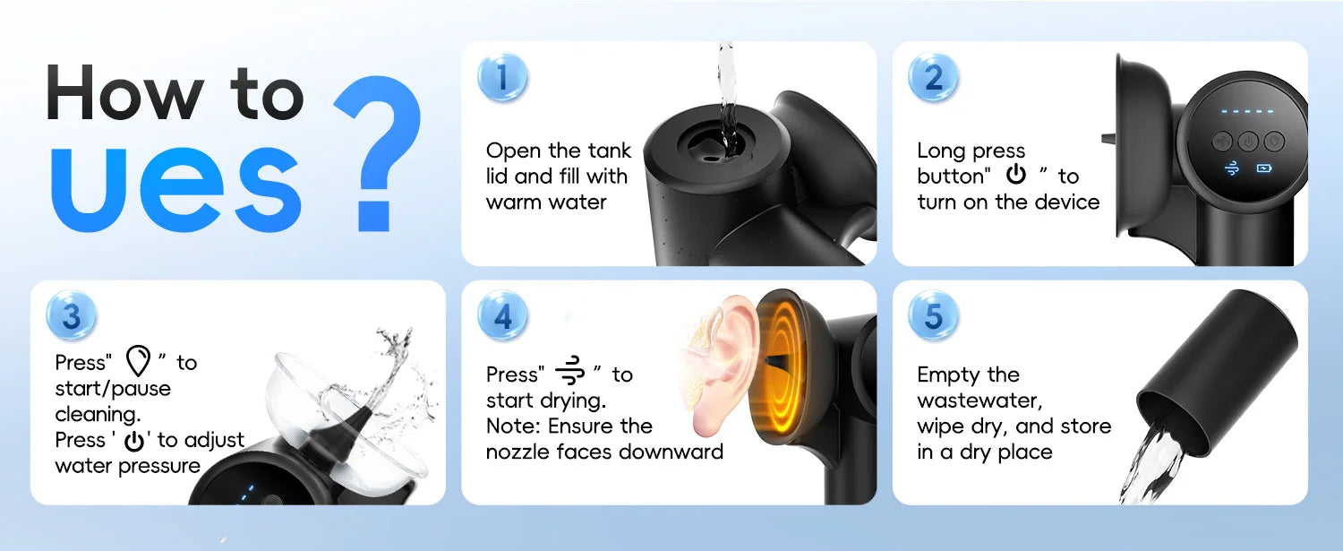 Electric Ear Wax Removal Kit with Irrigation and Drying - 16