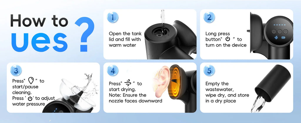 Electric Ear Wax Removal Kit with Irrigation and Drying