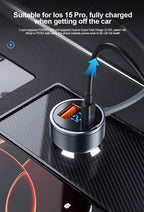 326W 6-Port Car Charger USB-C QC3.0 Cigarette Lighter Splitter 12-24V