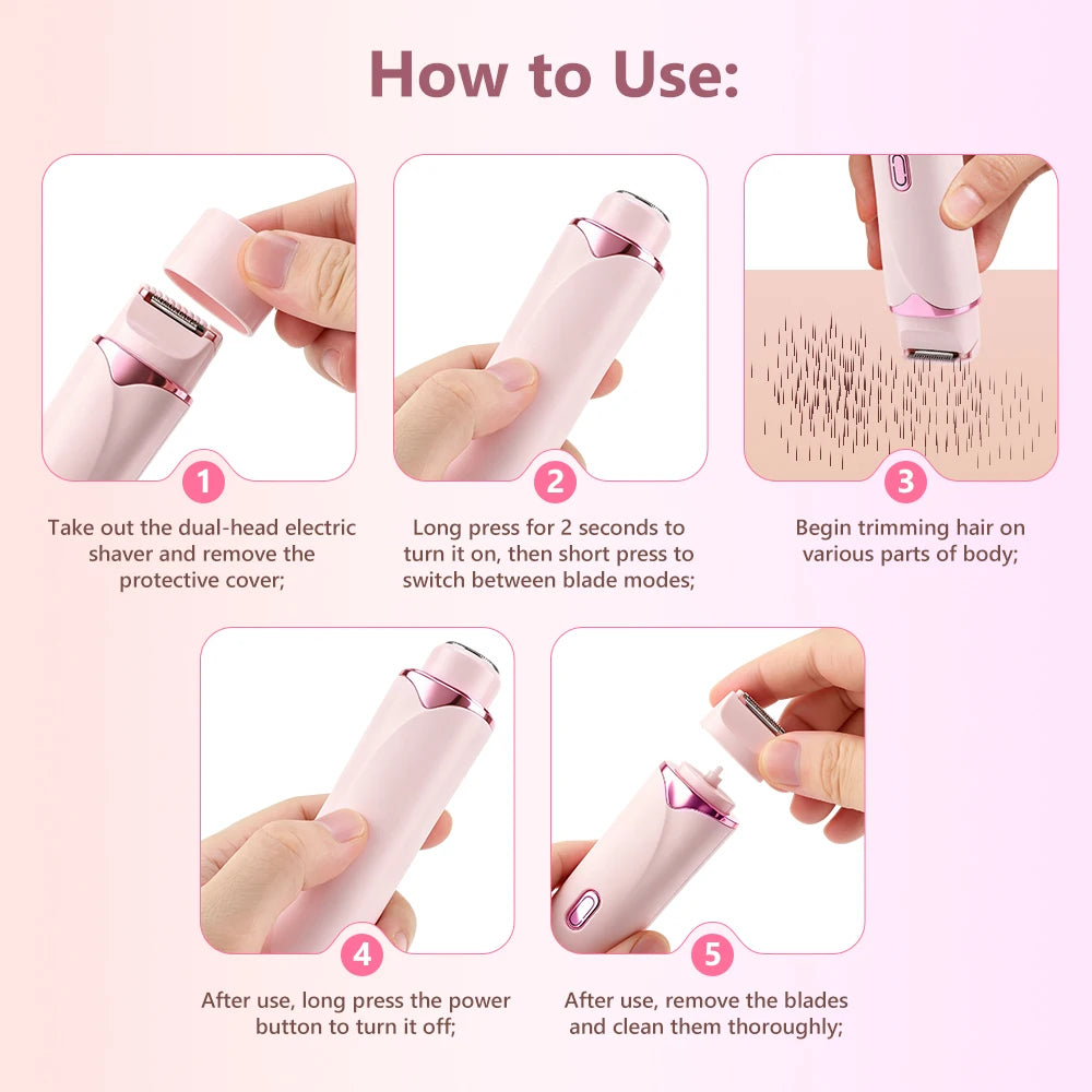 2-in-1 Dual-Head Painless Electric Razor for Women