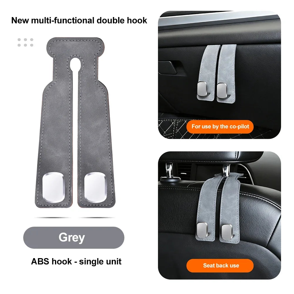 Suede Leather Car Glove Box Hanging Hook for Handbags and Accessories