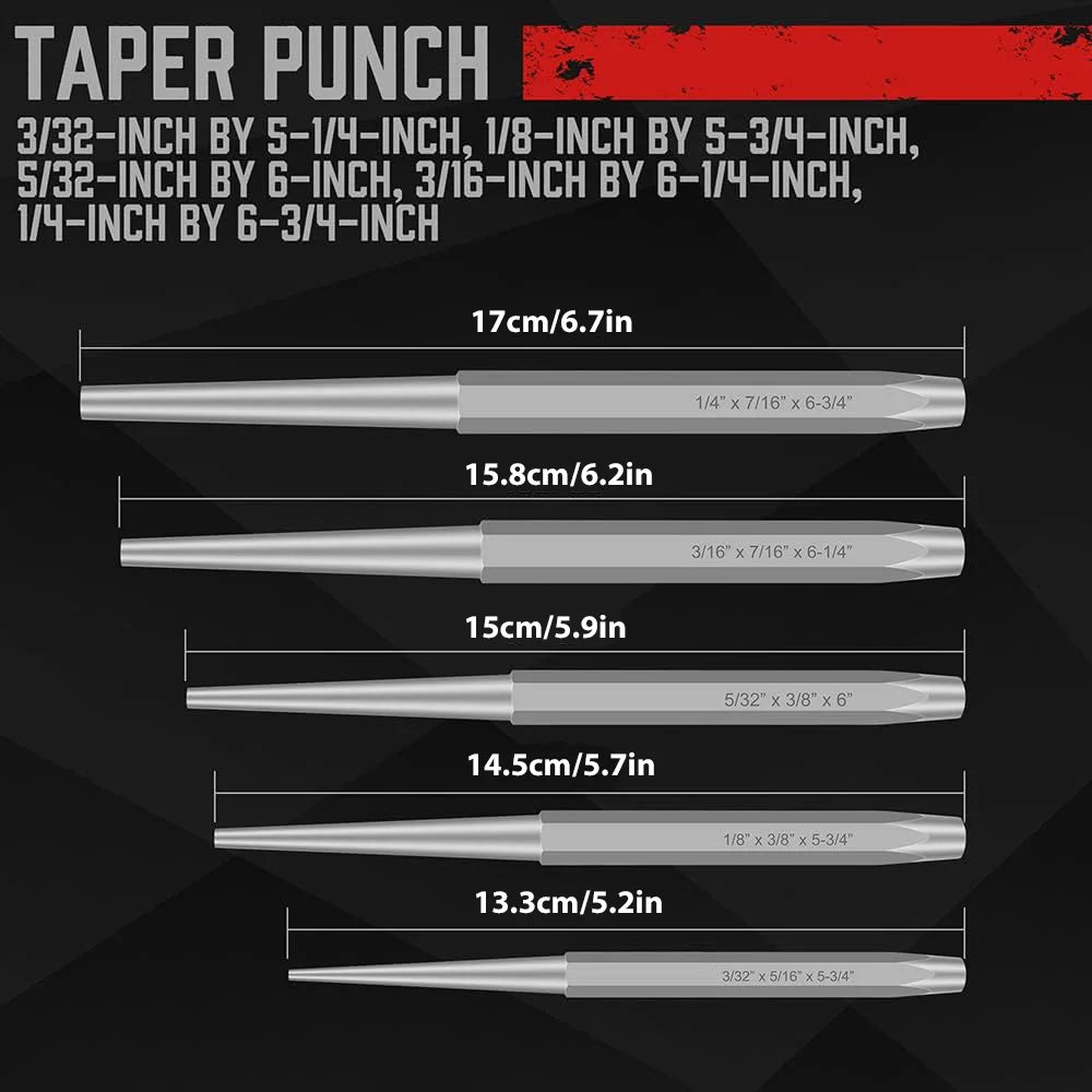 Professional 16-Piece Punch and Chisel Tool Set for Metalworking
