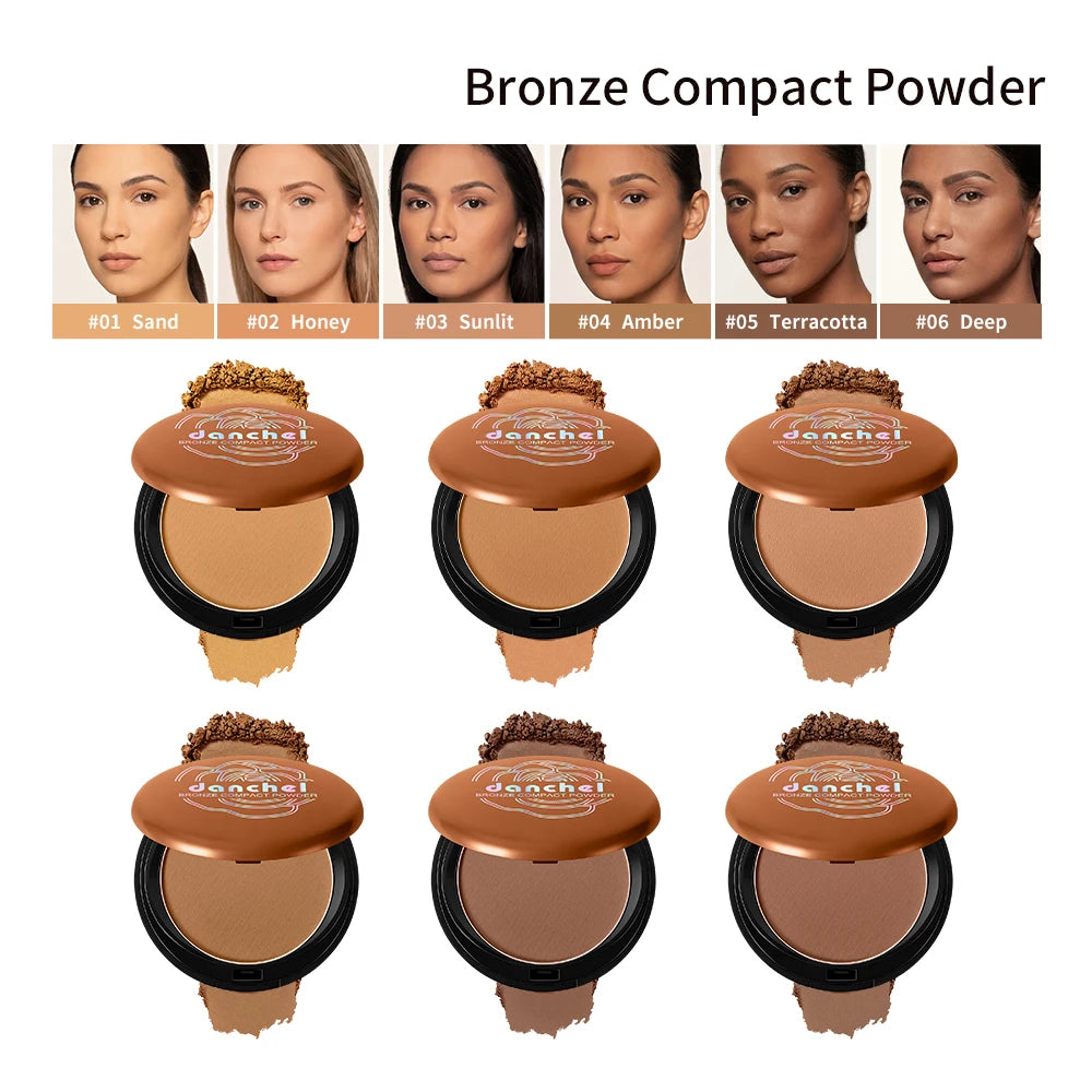 Matte Bronzer Compact Powder for Natural Sun-Kissed Glow