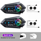 Y12 Pro Bluetooth 5.4 Motorcycle Helmet Intercom Headset 500M