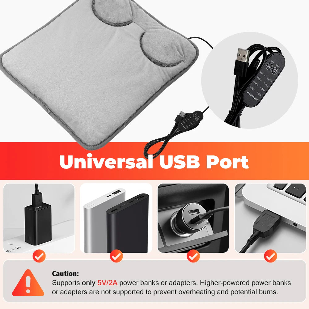 USB Heated Foot Warmer with Adjustable Settings - 11