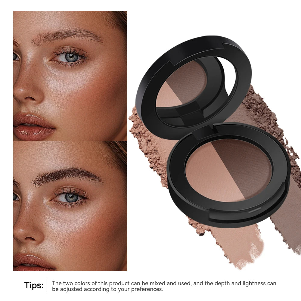 Dual-Tone Eyebrow Powder Palette with Brush