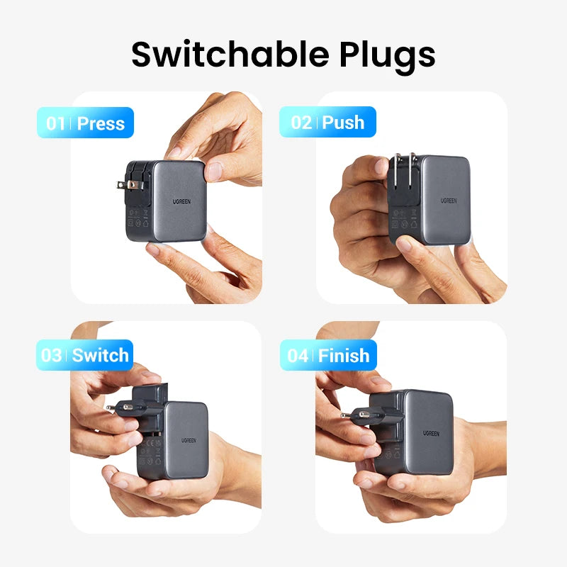 65W GaN Universal Travel Adapter with USB-C and USB-A Ports