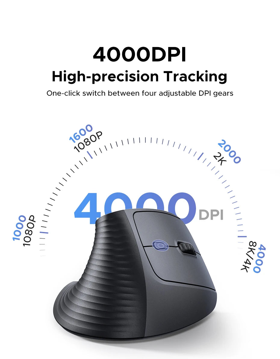Ergonomic Vertical Wireless Mouse with Bluetooth and 2.4G
