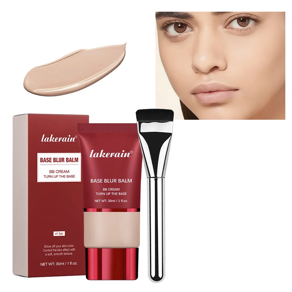 Blurring Makeup Primer and Foundation Balm with Applicator Brush