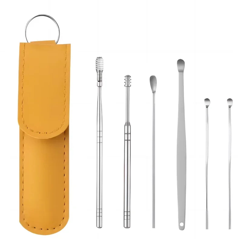 Stainless Steel Ear Wax Removal Cleaning Tool Kit with Storage Case