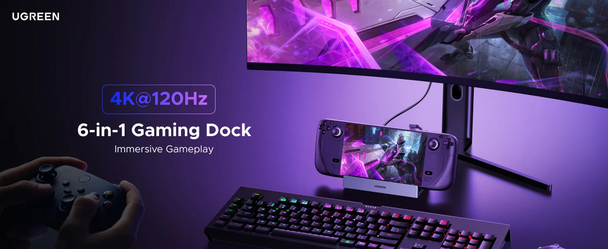 6-in-1 USB-C Docking Station for Handheld Gaming Consoles