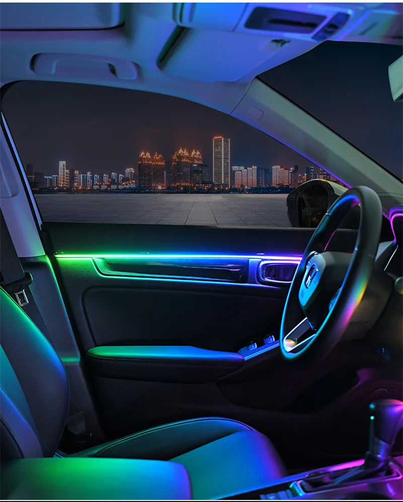RGB LED Interior Car Ambient Light Strip Kit with App Control