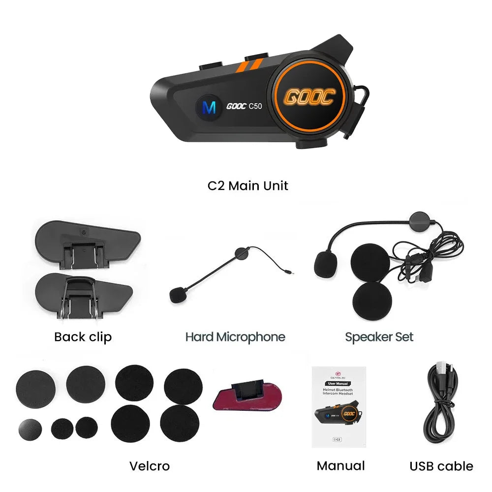 Bluetooth 5.3 Motorcycle Helmet Intercom Headset