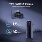 200W 25000mAh Fast Charging Power Bank with Retractable Cables