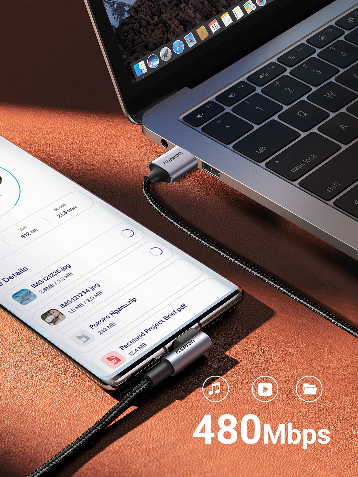 90 Degree Right-Angle USB-C Fast Charging Data Cable - 5