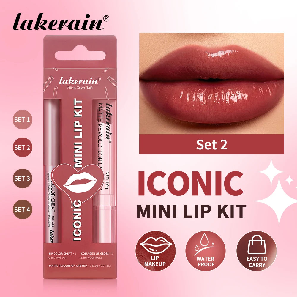 3-Piece Matte Lipstick and Lip Gloss Makeup Set - 1