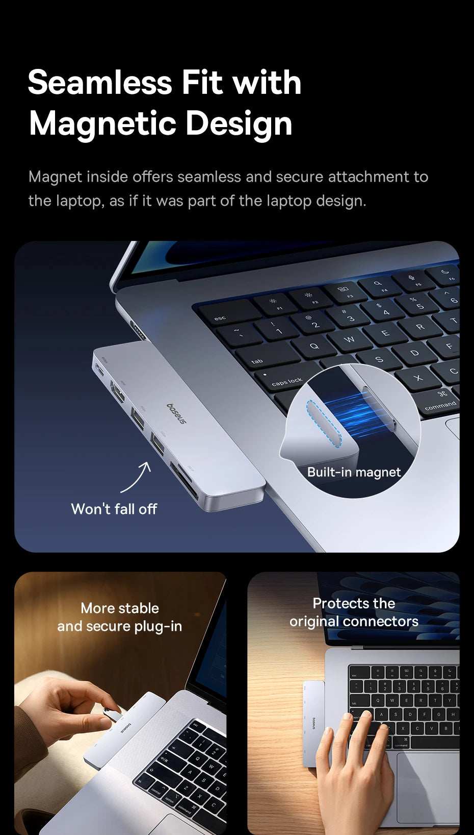 6-in-1 Dual USB-C Hub for MacBook with 4K HDMI and SD/TF Card Reader