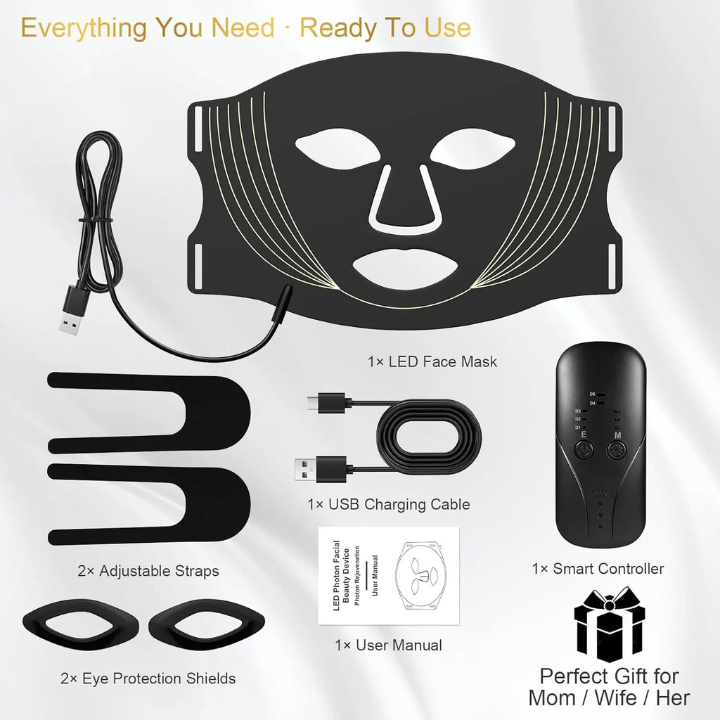 7-Color LED Silicone Facial Light Therapy Mask