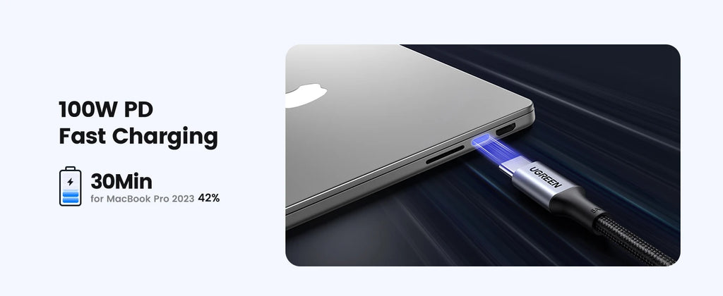 100W USB-C to USB-C Fast Charging Cable for Laptops and Smartphones